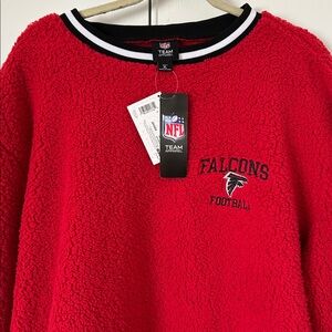 NFL Red Sherpa Crewneck Sweater with Black & White Trim falcons